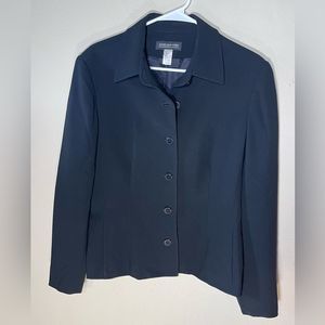 Jones New York Collection Platinum Blazer Jacket 6 Button Black Sz 14